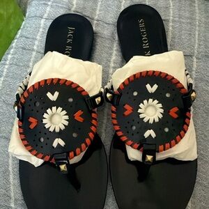 Jack Rogers Georgica Jelly Sandals - Navy and Red